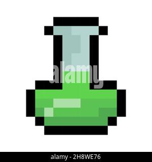 Symbol „Pixeltrank“. Zaubertrank im Pixelstil. Vektorgrafik. Pixel Art Symbol für Spiel Stock Vektor