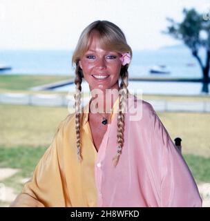 Gunter Sachs' Ehefrau Mirja im Urlaub in St. Tropez, Frankreich ca. 1982. Gunter Sachs Frau Mirja im Urlaub in St. tropez, Frankreich ca. 1982. Stockfoto