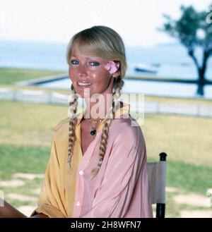 Gunter Sachs' Ehefrau Mirja im Urlaub in St. Tropez, Frankreich ca. 1982. Gunter Sachs Frau Mirja im Urlaub in St. tropez, Frankreich ca. 1982. Stockfoto