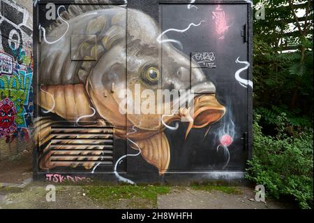 Grafitti in Mannheim, Deutschland als urbane Kunst zu sehen Stockfoto