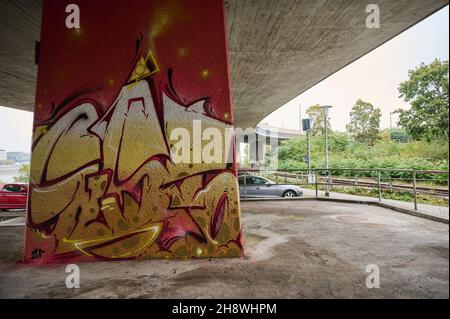 Grafitti in Mannheim, Deutschland als urbane Kunst zu sehen Stockfoto