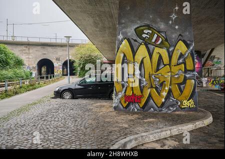 Grafitti in Mannheim, Deutschland als urbane Kunst zu sehen Stockfoto