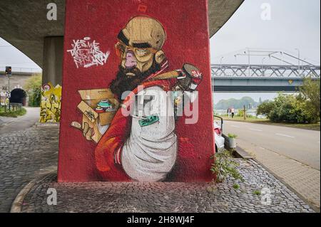 Grafitti in Mannheim, Deutschland als urbane Kunst zu sehen Stockfoto