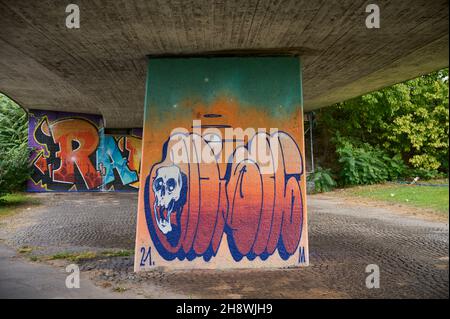 Grafitti in Mannheim, Deutschland als urbane Kunst zu sehen Stockfoto