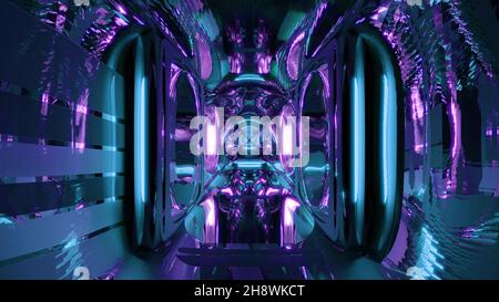 3D Abbildung des futuristischen UHD-Tunnels von 4K Stockfoto