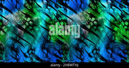 Nahtloses abstraktes Musterdesign mit abstrakter Tierhaut-Effekt.Digitales Design mit lebendigen Farben.geeignet für Kleid, Textil, Heimtextilien gemacht Stockfoto