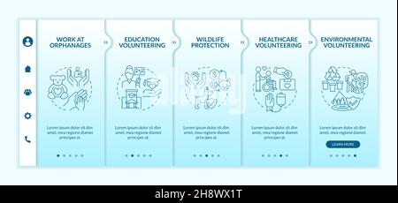 Freiwilligenarbeit Arbeitstyp Einarbeitung Vektor-Vorlage Stock Vektor
