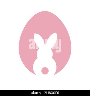 Ostereier-Form mit Hase-Silhouette. Vektor Ostern Grußkarte. Osterhase im Ei. Stock Vektor
