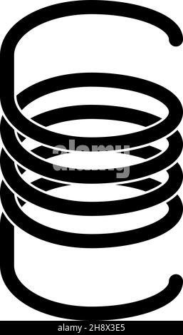 Symbol Spulenfeder. Flexible Metallkabel Silhouette isoliert auf weißem Hintergrund Stock Vektor
