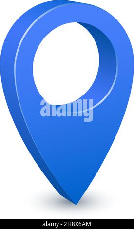 Blaues Positionssymbol. 3D Geo-Tag Stock Vektor