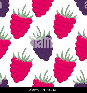 Brombeeren und Himbeeren nahtloses Muster Stock Vektor