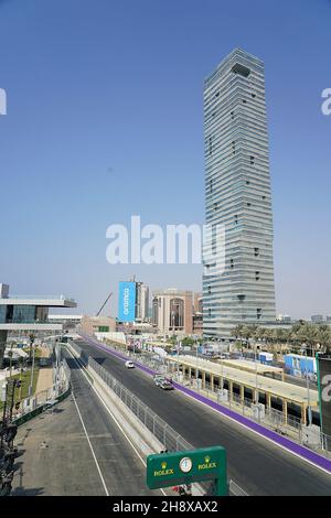 2nd. Dezember 2021, Jeddah Corniche Circuit, Jeddah, Formel 1 Grand Prix von Saudi-Arabien, in der Bildübersicht der Route in Jeddah. Stockfoto