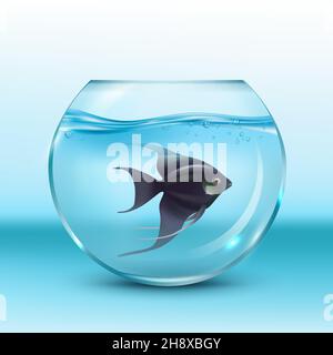 Fische im Aquarium. Unterwassertiere schwimmen im dekorativen Aquarium anständige Vektor realistische Illustration Stock Vektor