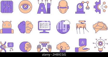 Künstliche Intelligenz. Menschliche Innovation Zukunft intelligente Technologie Verbindung android und menschliche grellen Marketing-Vektor-Konzept Bilder Stock Vektor