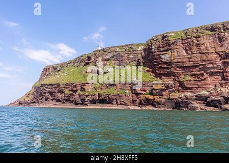 Die Sandsteinfelsen von St. Bees Head, Cumbria, Großbritannien Stockfoto