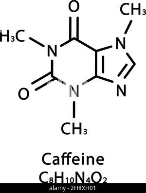 Koffein-Molekülstruktur. Koffein Skelett chemische Formel. Vektordarstellung der chemischen Molekülformel Stock Vektor