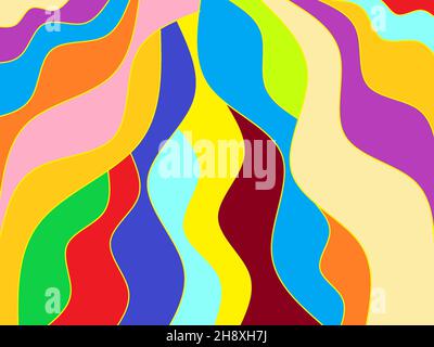 Farbenfrohe kurvige Streifen. Geschenkpapier oder Geschenkpapier. Stockfoto