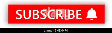 Schaltfläche „Abonnieren“ für die Social-Media-Webseite. Rote Abonnent-Taste mit Benachrichtigungssignal zur Modup-Vorlage für den Videokanal Stock Vektor