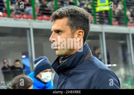 Mailand, Italien. 01st Dez 2021. Manager Thiago Motta von Spezia sah während der Serie Ein Spiel zwischen Inter und Spezia bei Giuseppe Meazza in Mailand. (Foto: Gonzales Photo/Alamy Live News Stockfoto