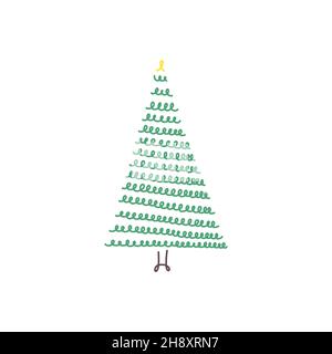 Weihnachtsbaum für Grußdesign. Festlicher traditioneller Symbolbaum für das neue Jahr. Winterurlaub Stock Vektor