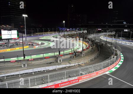 Jeddah, Saudi-Arabien. 02nd Dez 2021. 02.12.2021, Jeddah Corniche Circuit, Jeddah, Formel 1 Grand Prix von Saudi-Arabien, in der Bildübersicht der Rennstrecke im Nachhinein. Kredit: dpa/Alamy Live Nachrichten Stockfoto