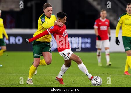 ALKMAAR, NIEDERLANDE - 2. DEZEMBER: Während des niederländischen Eredivisie-Spiels zwischen AZ Alkmaar und Fortuna Sittard am 2. Dezember 2021 im AFAS Stadion in Alkmaar, Niederlande (Foto: Hans van der Valk/Orange Picts) Stockfoto