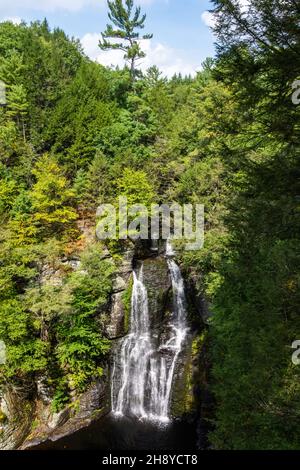 Hauptwasserfall der Bushkill Falls in der Pocono Mountains Region von Pennsylvania, Vereinigte Staaten von Amerika. Stockfoto