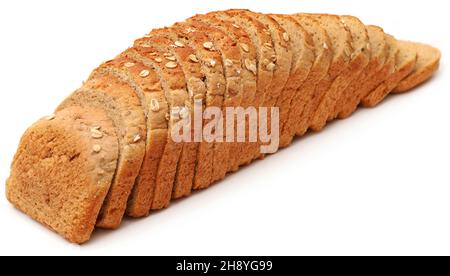 Haferrogenbrot auf weißem Hintergrund Stockfoto