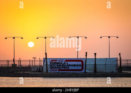 Jeddah, Saudi-Arabien - 02/12/2021, Illustration, Sonnenuntergang während des Formel 1 stc Saudi Arabian Grand Prix 2021, 21th Lauf der FIA Formel 1 Weltmeisterschaft 2021 vom 3. Bis 5. Dezember 2021 auf dem Jeddah Corniche Circuit, in Jeddah, Saudi-Arabien - Foto Antonin Vincent / DPPI Stockfoto