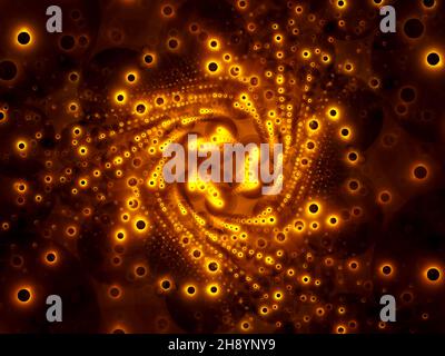 Goldene fraktale Spirale - abstrakte computergenerierte Illustration Stockfoto