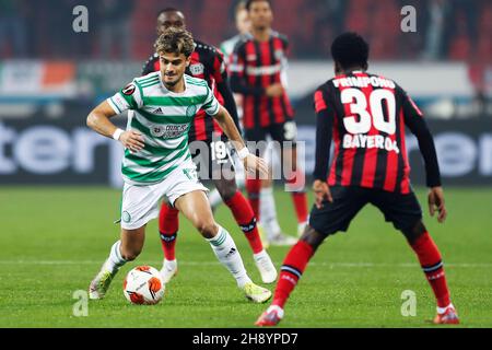 Leverkusen, Deutschland. Kredit: D. 25th Nov, 2021. JOTA (Celtic) Fußball/Fußball : UEFA Europa League-Gruppe inszenieren Gruppe-G-Spiel zwischen Bayer Leverkusen 3-2 Celtic in der BayArena in Leverkusen, Deutschland. Quelle: D .Nakashima/AFLO/Alamy Live News Stockfoto