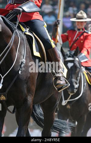 Royal Canadian Mounted Police (RCMP) - musikalische Fahrt im Calgary Stampede, Alberta Kanada Stockfoto