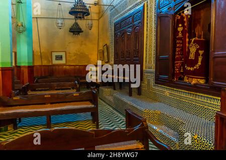 7. November 2021, Medina von Fez, Fes, USA: Aben Danan Synagogue interior located at Fez, Morocco, Africa (Bildquelle: © Walter G Arce SR Grindstone Medi/ASP via ZUMA Press Wire) Stockfoto