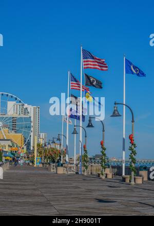 Die Promenade von Myrtle Beach am Atlantischen Ozean in South Carolina Stockfoto