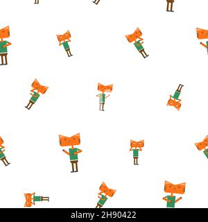 Muster des Katzen- oder Tiger-Charakters in orangen Farben mit allen Emotionen. Symbol des Jahres 2022. Symbol. Isoliert auf weißem Hintergrund. Flacher Vektor Stock Vektor