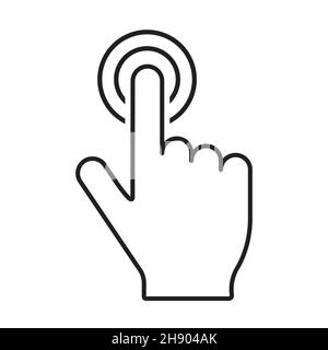 Drücken Sie die Taste der Klingelglocke mit der Hand, um den Symbolvektor für Grafikdesign, Logo, Website, soziale Medien, mobile App, UI Stock Vektor