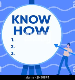Text, der Inspiration zeigt Know How. Business-Präsentation der Prozess zu lernen, Dinge zu tun, die Sie zum ersten Mal tun werden man Standing Holding Large Stockfoto
