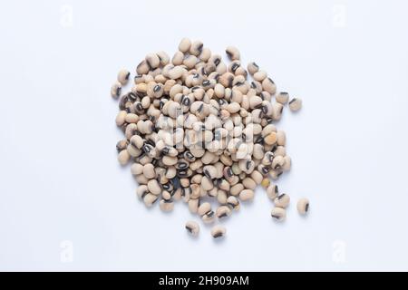 Schwarze Augenerbsen, Draufsicht, Vigna unguiculata, Satara, Maharashtra, Indien Stockfoto