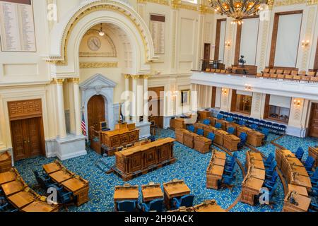Trenton, New Jersey, Vereinigte Staaten von Amerika – 6. September 2016. Die Kammer der Generalversammlung des New Jersey State House in Trenton, NJ. Das ist wher Stockfoto