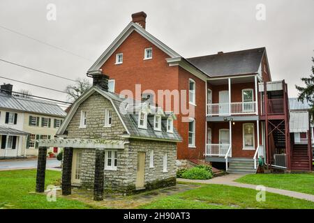 Shepherdstown, West Virginia, Vereinigte Staaten von Amerika – 28. September 2016. Das kleine Haus, auch bekannt als Florence Shaw Demonstration Cottage Stockfoto