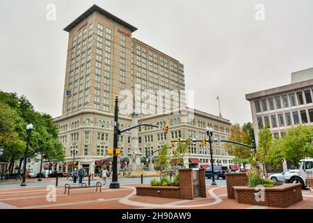 Lancaster, Pennsylvania, Vereinigte Staaten von Amerika – 30. September 2016. Lancaster Marriott Gebäude am Penn Square in Lancaster, PA. Mit dem für anzeigen Stockfoto