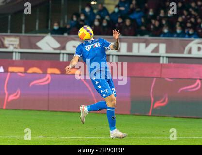 Turin, Italien - 2. Dezember 2021, Filippo Bandinelli (FC Empoli) während des Fußballspiels der italienischen Meisterschaft Serie A zwischen dem FC Turin und dem FC Empoli am 2. Dezember 2021 im Stadio Olimpico Grande Torino in Turin, Italien - Foto: Nderim Kaceli/DPPI/LiveMedia Stockfoto
