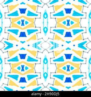Nahtloses Aquarell-Dreiecke-Muster. Handgezeichnetes geometrisches Mosaik. Stockfoto