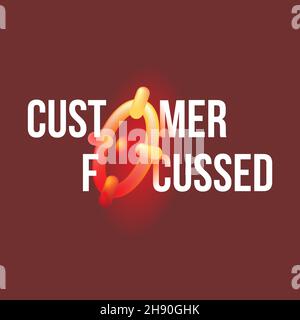 Kundenorientierung. 3D Zielsymbol mit Text. vektordarstellung Stock Vektor