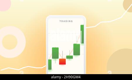 Mobile Trading Exchange-Anwendung. Finanzanalysen. Vektorgrafik für Geschäftsanwendungen für den Handel Stock Vektor