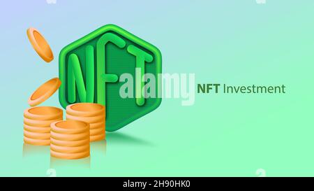 NFT Investment Non fungible Token-Vektor-Illustration Stock Vektor