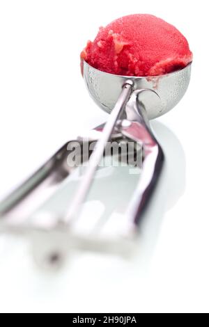 Eine Kugel Fuit Eis isoliert auf weißem Hintergrund Stockfoto
