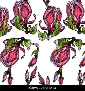 Vektor nahtlose Hintergrund mit Magnolia Blumen. Stock Vektor