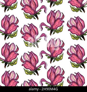 Vektor nahtlose Hintergrund mit Magnolia Blumen. Stock Vektor