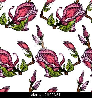 Vektor nahtlose Hintergrund mit Magnolia Blumen. Stock Vektor